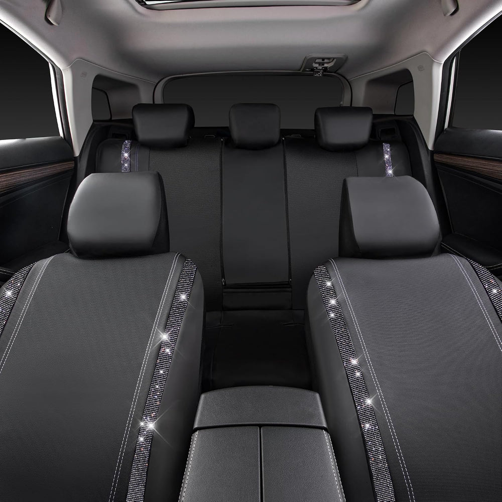 CAR PASS Bling Diamond Car Seat Covers Full Set,Shining Rhinestone Waterproof...
