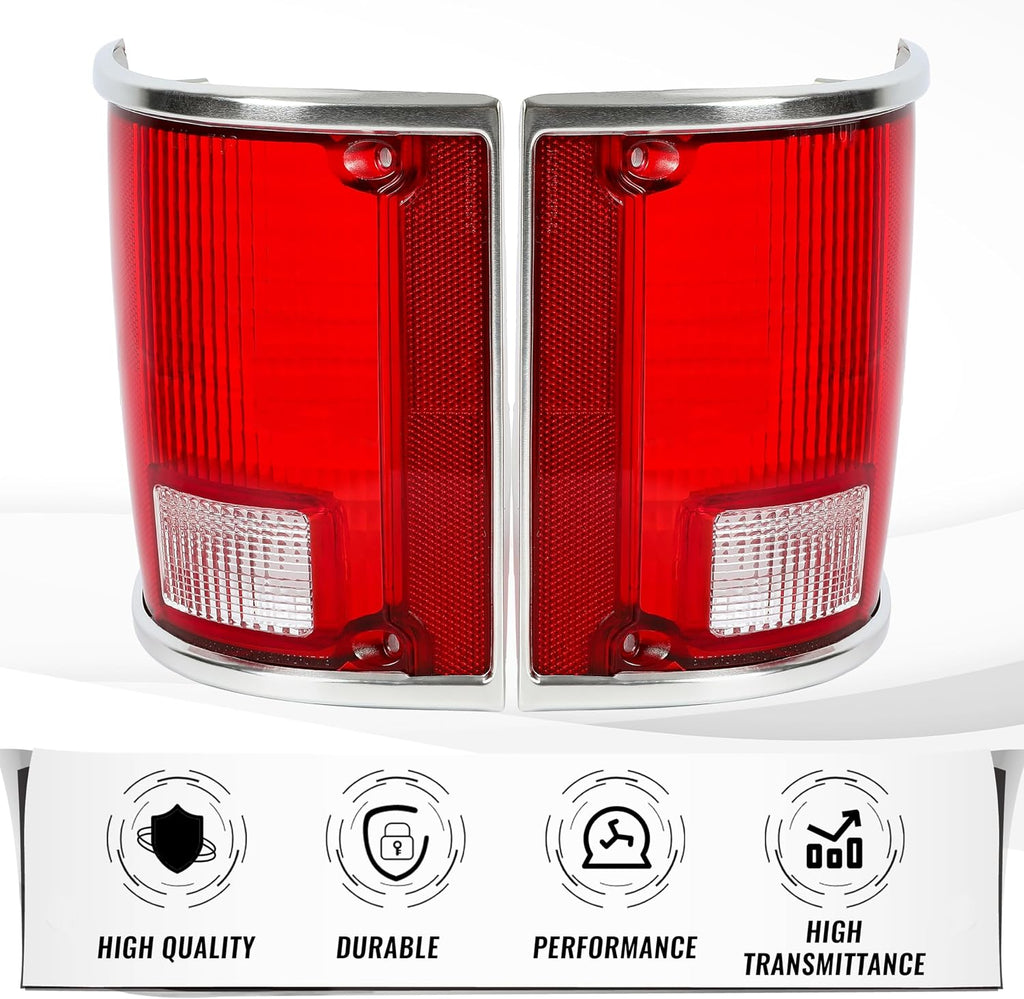 HECASA Pair Tail Light Lens Compatible with 1973-1991 Chevrolet Chevy Blazer Suburban Jimmy Driver Left & Passenger Right Replacement For 5968330, 5968329, GM2801122, GM2800122