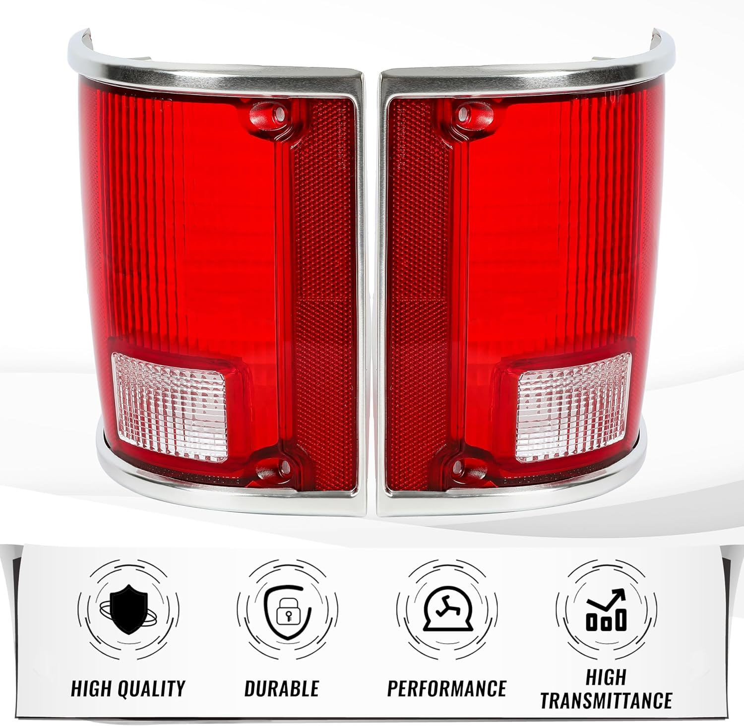 HECASA Pair Tail Light Lens Compatible with 1973-1991 Chevrolet Chevy Blazer Suburban Jimmy Driver Left & Passenger Right Replacement For 5968330, 5968329, GM2801122, GM2800122