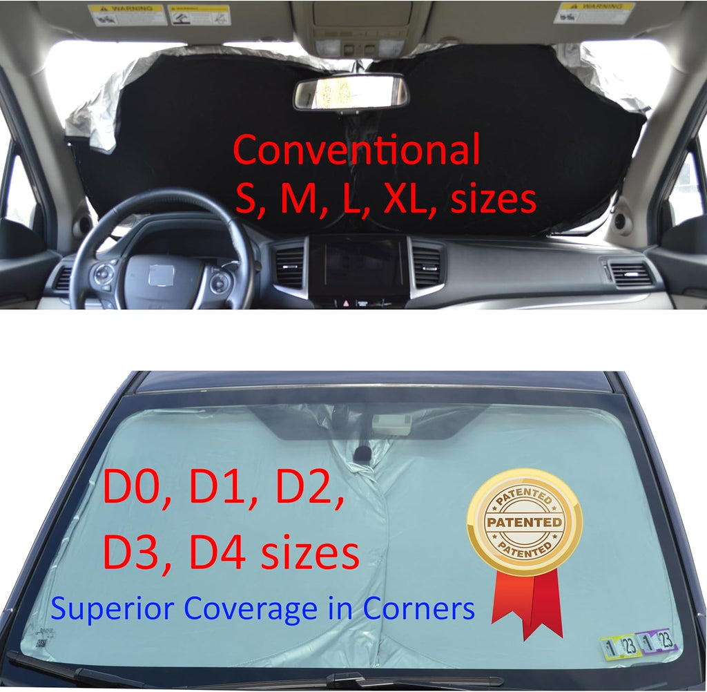 Car Windshield Sun Shade with Storage Pouch by A1 Sunshade Retractable Automotive Car Truck SUV Front Window Shield Blocker Screen Visor Protector Cover for Auto Interior Accessories for Heat