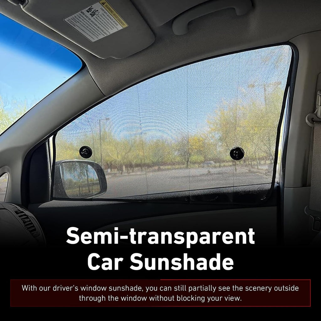 2 PCS Front Side Window Sunshade, Heat Light Absorbing Car Window Screen, Thickened Density Mesh Automotive Sunshades, Universal for Most Cars, Sedans (Black)