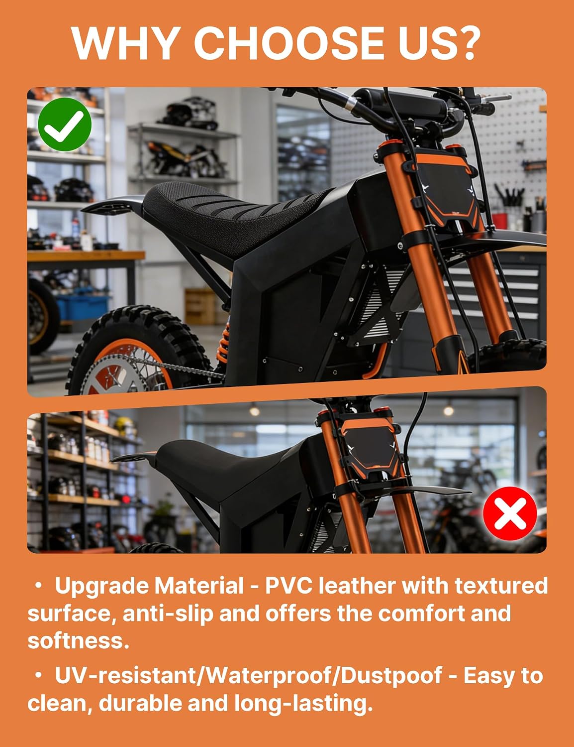 Ebike Seat Cover for Tuttio Soleil01 Electric Dirt Bike, Anti-Slip and Waterproof, Thickened Seat Cover for Yozma in 10 Electric Motorcycle, Ebike Upgraded Replacement Part, Black