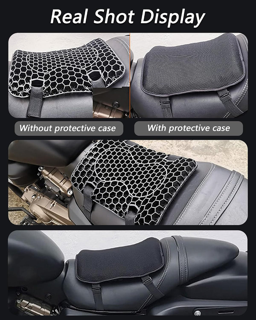 Motorcycle Gel Seat Cushion for Kawasaki KLR 650 1987-2020 2021 2022 2023 2024, Absorption Breathable Motorcycle Gel Seat Pad, Motorcycle Seat Cushion with Seat Cover for Long Rides