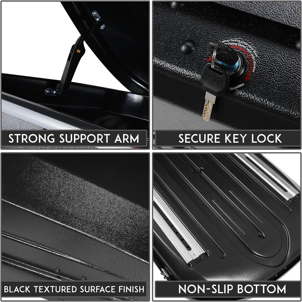 DNA Motoring Universal Heavy Duty Roof Storage Box Rooftop Cargo Carrier Luggage Case w/Keys,12.7 cu. ft. / 360L, PT-ZTL-8293-BK