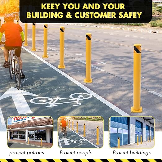 6 Pack Safety Bollard Post, 42 Inch Height 4.5 Inch Diameter Yellow Pipe Safety - Image 7