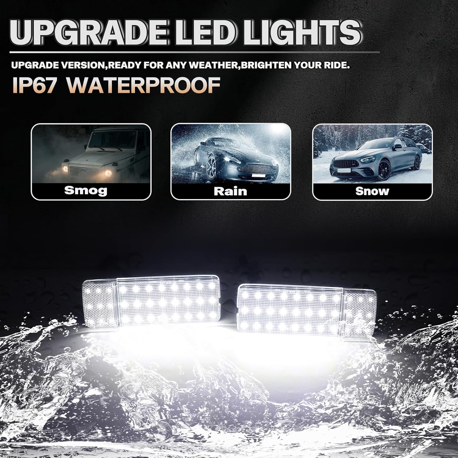 LED Interior Door Panel Courtesy Light for 1992-1996 Ford F150 F250 Bronco, 1992-1997 Ford F350 Door Welcome Lights 6000K White 2PCS