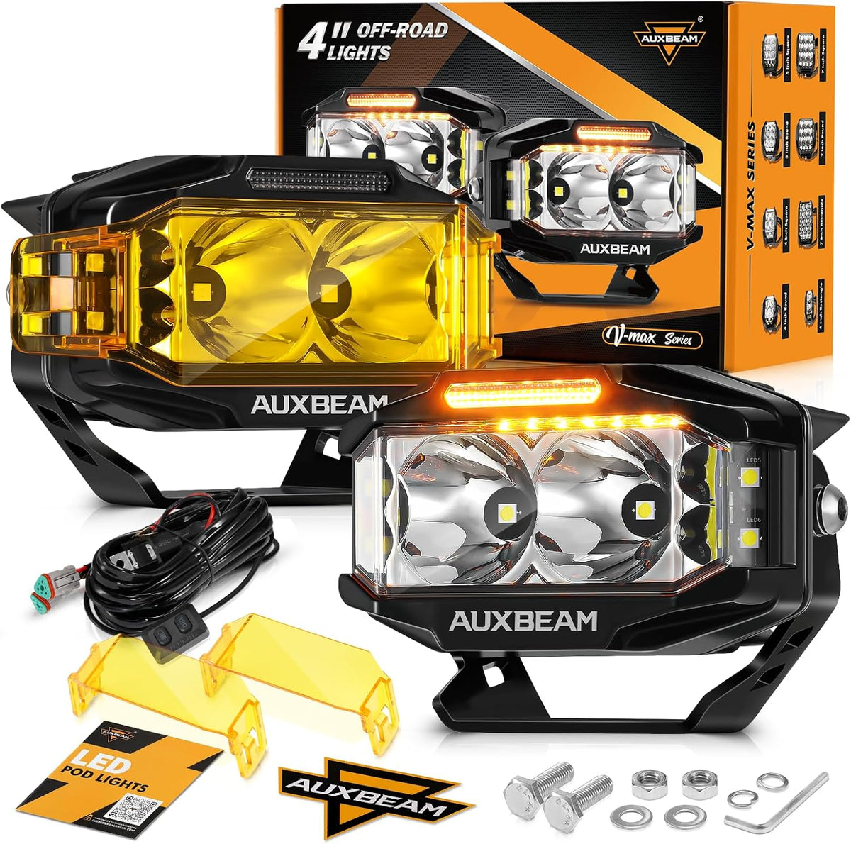 auxbeam v-max series 4 inch led pod lights, main product view