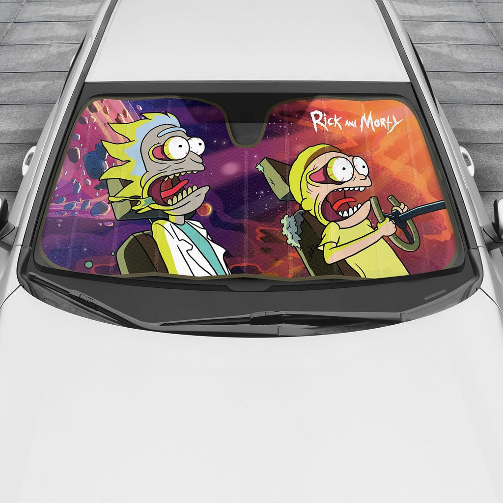 Rick and Morty Car Windshield Sun Shade Accordion Style Sunshade for Car Window Cartoon Car Sun Shade Rick and Morty Car Accessories