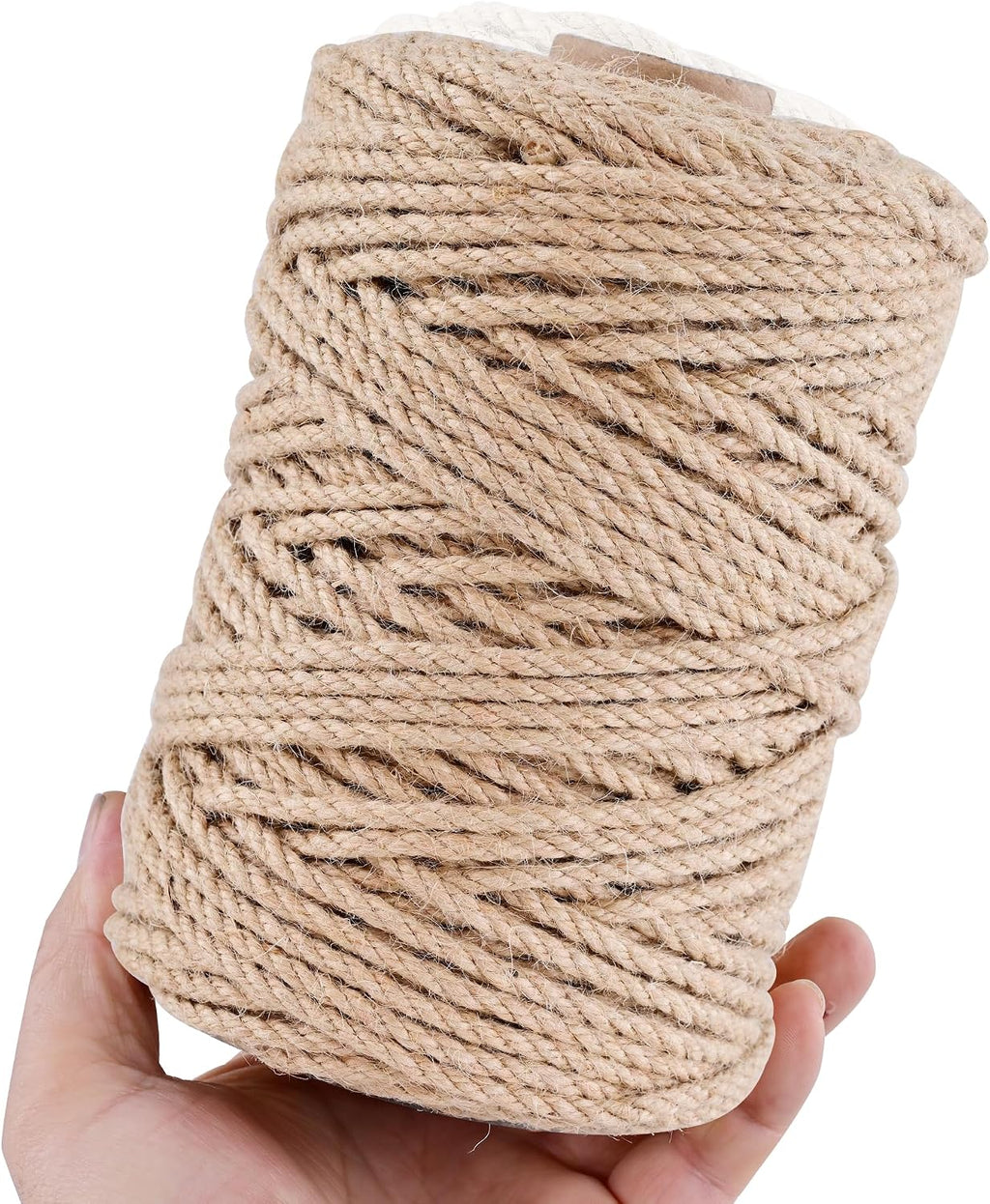 Natural Jute Twine 656ft 4mm,3Ply Twisted Thick Twine Rope Strong Jute String Roll for Crafts Gift Wrapping Gardening Home Decor Bundling Cat Scratching Post