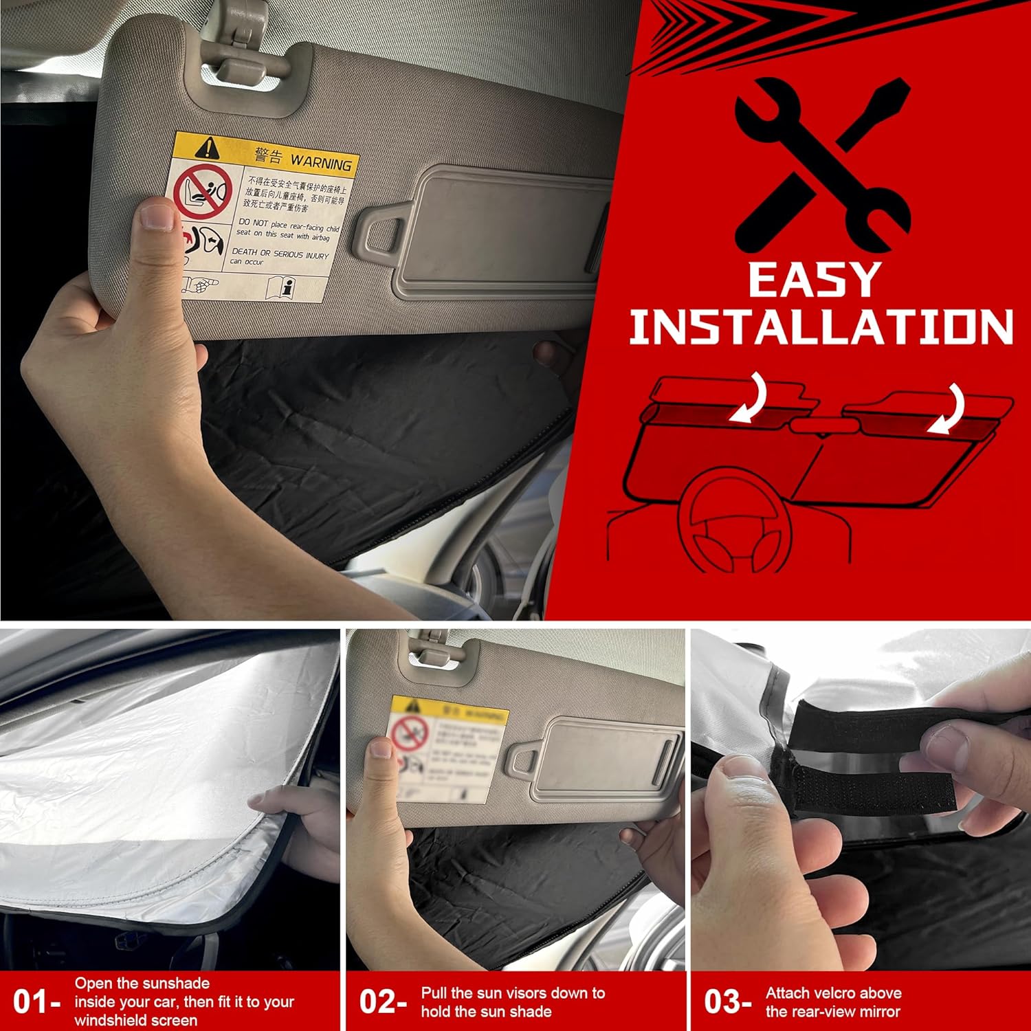 Windshield Sun Shade for Honda CRV 2023 2024 2025 2026 CR-V SUV Foldable Sun Sunshade for Car Front Window Blocks UV Rays and Heat Automotive Interior Protector Custom Fit Accessories