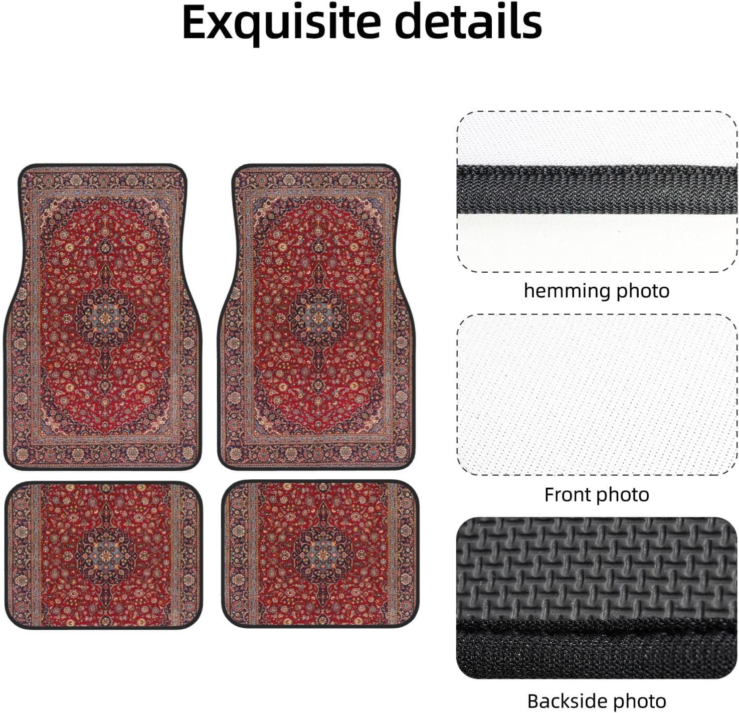 Car Floor Carpet Set of 4 Piece Elegant Retro Modern Vintage Persian Auto Interior Floor Mats Durable Front & Rear Carpets for Car Truck SUV & Van,Car Accessories Decoration