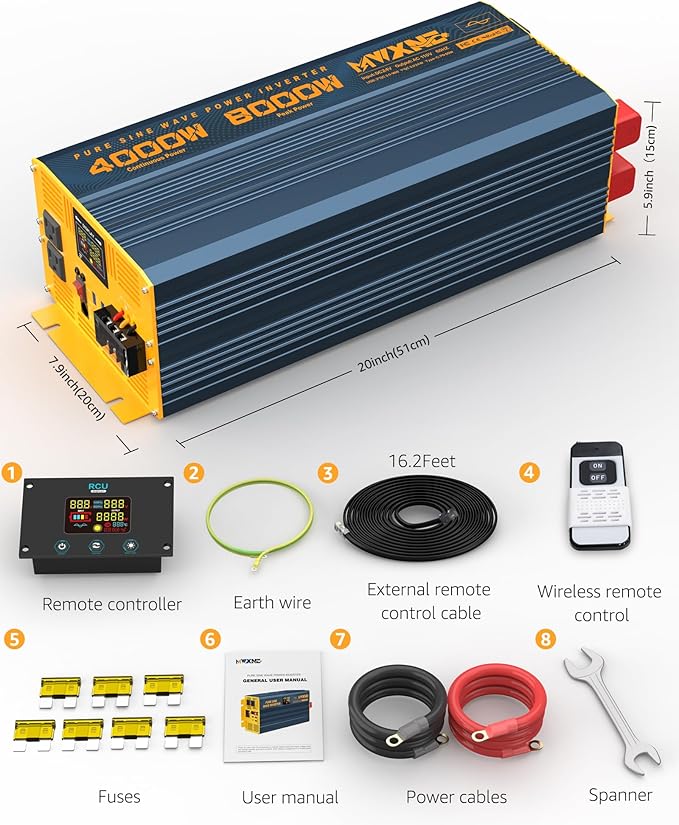 4000W Pure Sine Wave Power Inverter DC 48V to AC 110V 120V - Image 9
