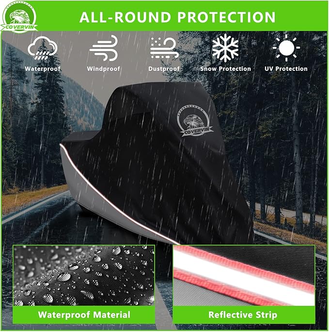 COVERVIN Motorcycle Cover, All Weather Outdoor Waterproof Night Protection - Image 4