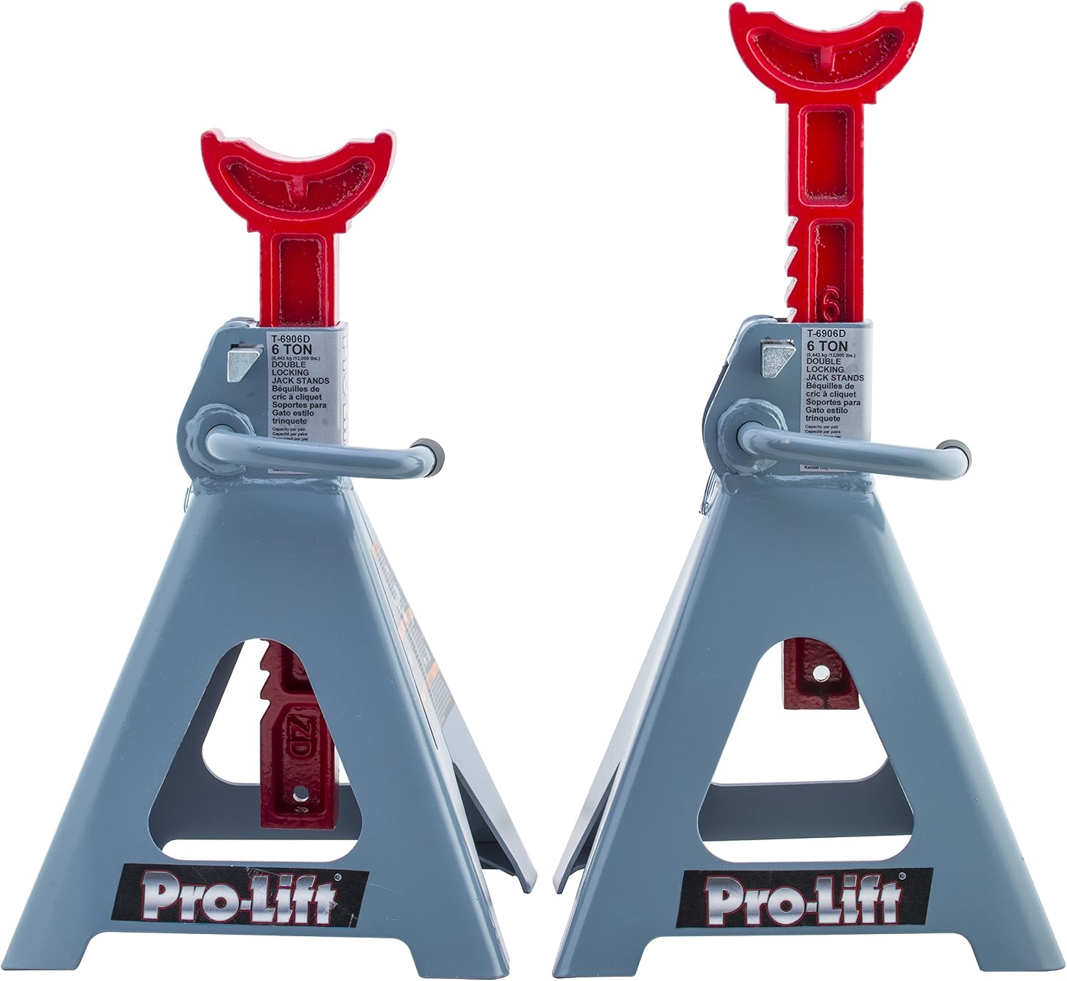 Pro-Lift Heavy Duty 6 Ton Jack Stands Pair - Double Locking Pins - Handle Lock and Mobility Pin for Auto Repair Shop with Extra Safety