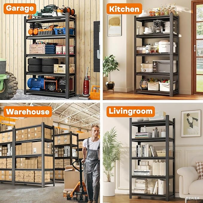 Metal Garage Shelving, 5 Tier Adjustable 3600 lbs Capacity Metal Storage - Image 8