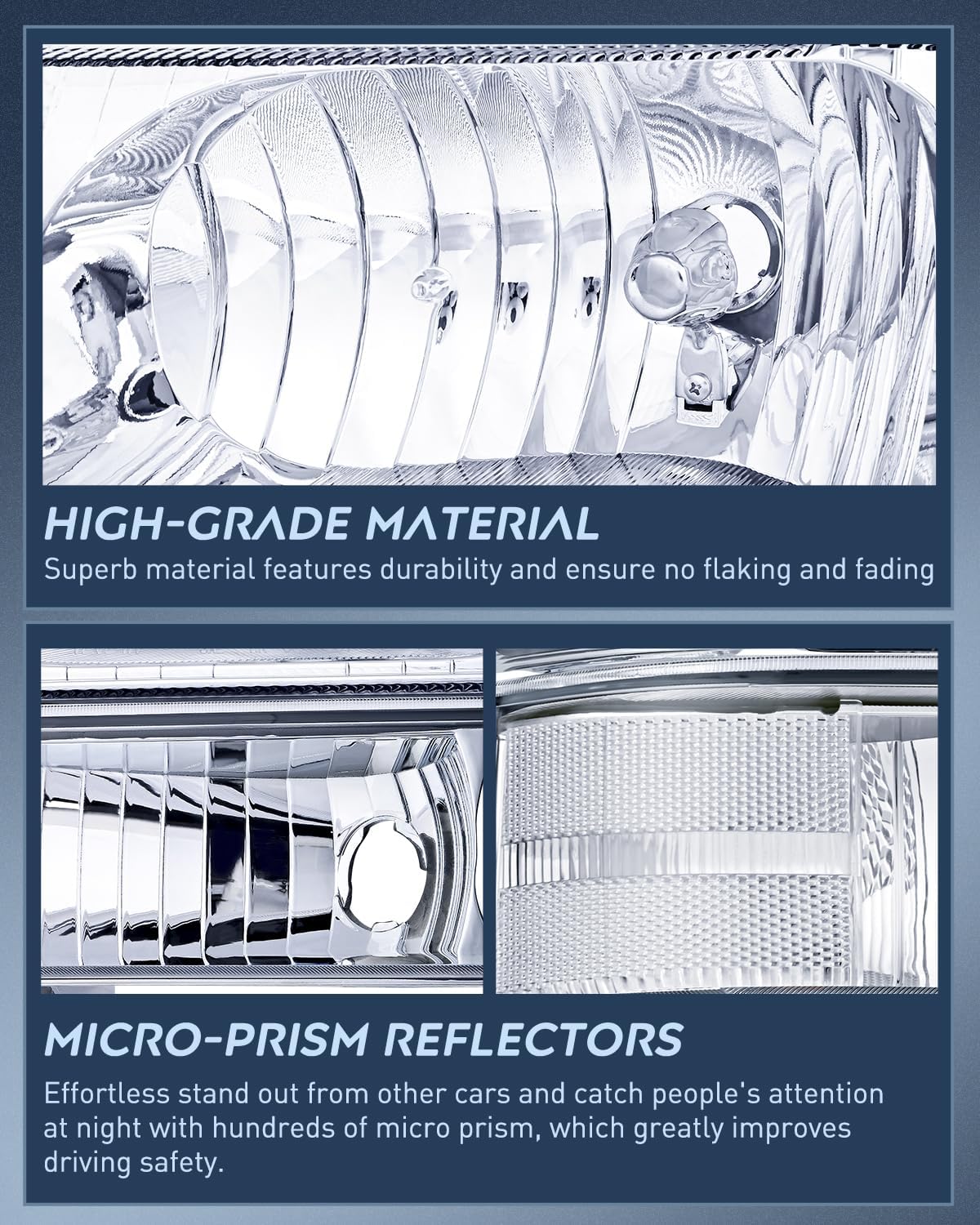 Nilight Headlight Assembly 1999 2000 2001 2002 2003 2004 F250 F350 F450 F550 Super Duty,Headlights Assembly Replacement,Chrome Housing Clear Corner Clear Lens,4 Pack