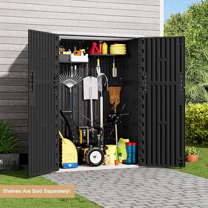 KINYING Outdoor Storage Cabinet Waterproof, 57 Cu.ft Resin Vertical Outdoor - Image 5