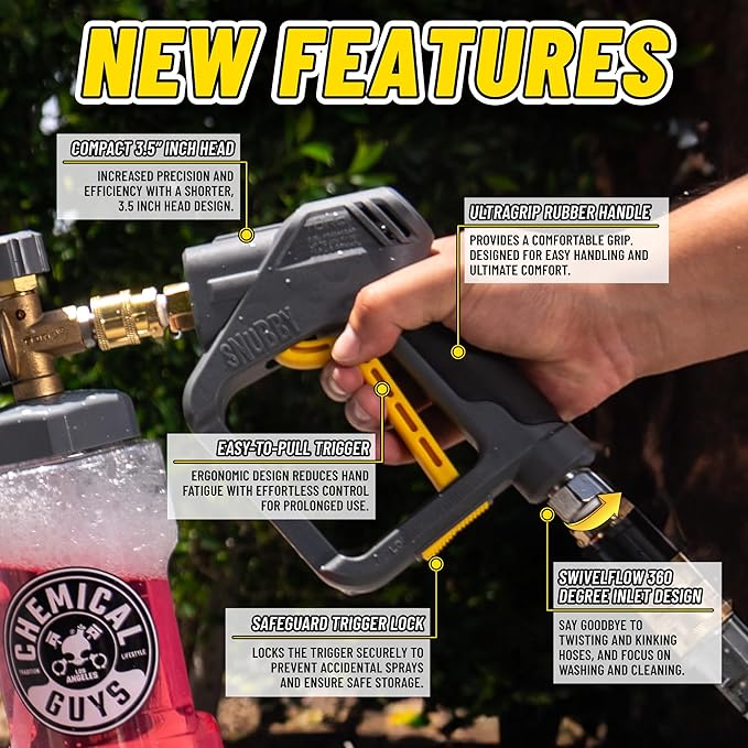 Chemical Guys EQP402 Snubby Pressure Washer Gun, Foam Cannon Attachment