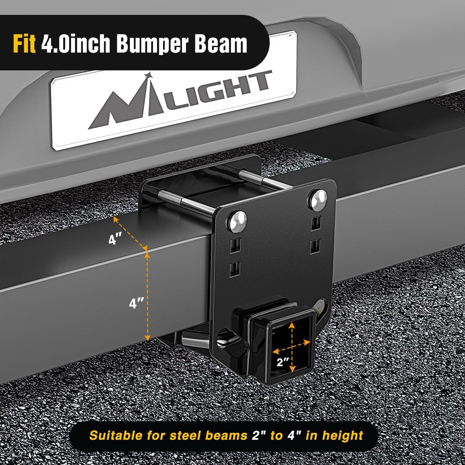 Nilight RV Bumper Hitch Receiver, Height Adjustable Trailer Hitch Adapter, 2" Receiver for RV Bumper, Heavy Duty Steel RV Hitch for Cargo Carrier Bike Rack Trailer Towing Ball Mounts