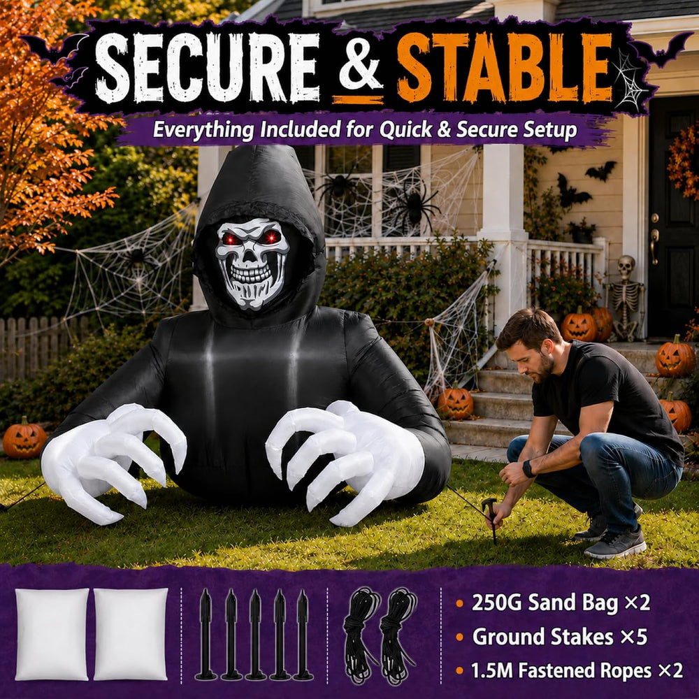 Buheco Inflatable Halloween Decorations Outside Grim Reaper 6FT Giant Scary B...