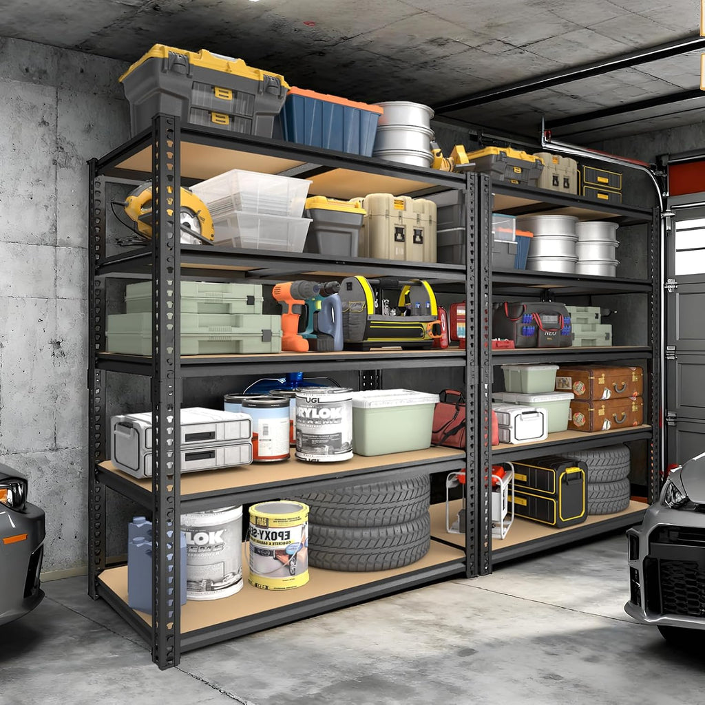 garage racks for storage，5-tier adjustable garage shelving storage shown in use