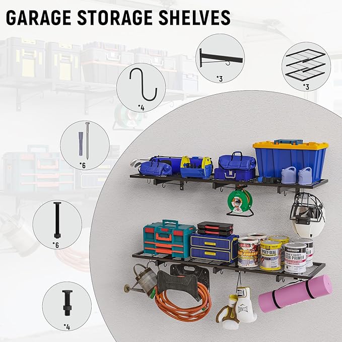 Garage Wall Shelves, 1 Shelf, Modern Style, Heavy Duty, 160 LBS Capacity - Image 7