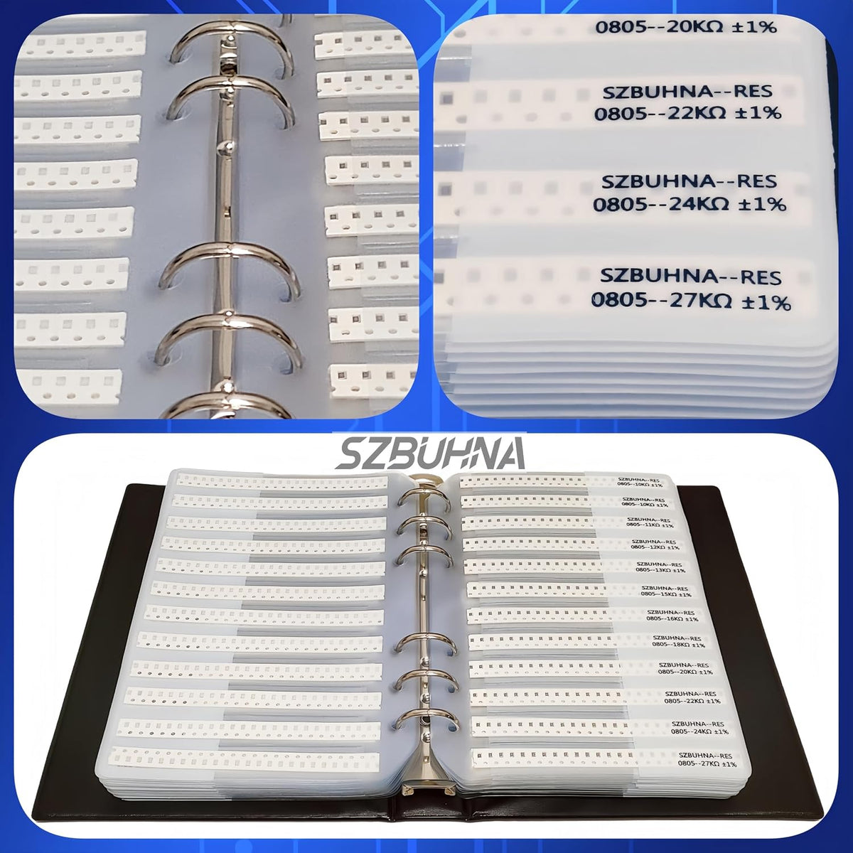 0402+0603+0805+1206 smd resistor assortment kit (0-10m ohm 1% shown in use