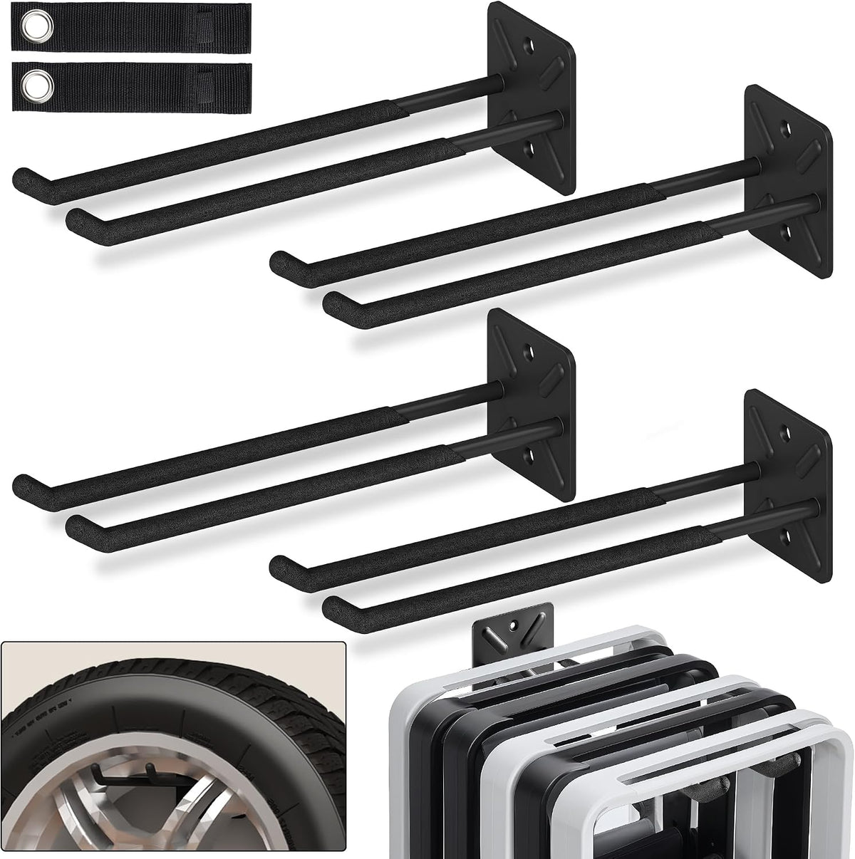 nacial garage wall hangers, heavy duty ladder hooks, main product view