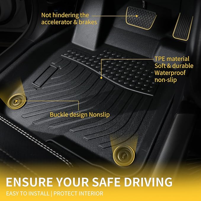 GINOWY- Floor Mats for Mazda 6 2014-2021, TPE All Weather Protection Car Mats - Image 3