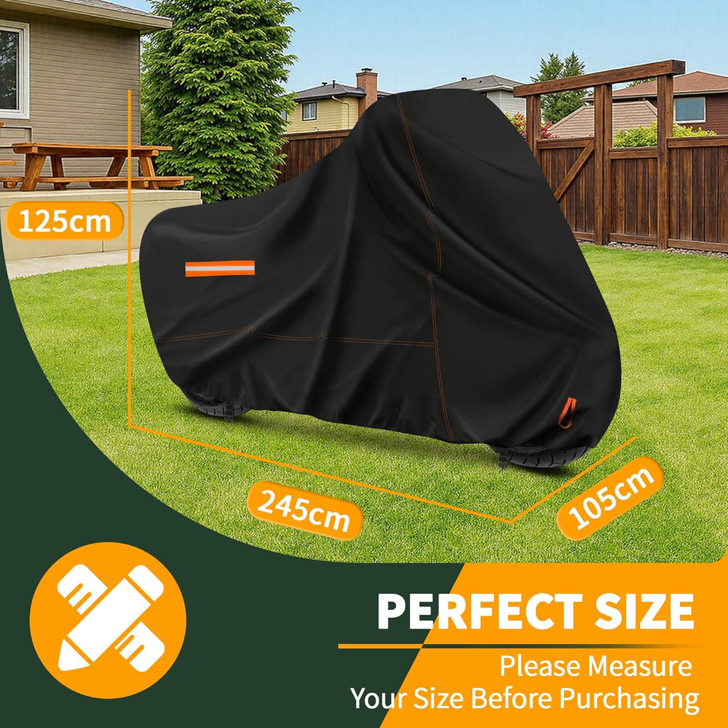 Enzeno Motorcycle Cover 210D Oxford Fabric Motorcycle Covers Waterproof Outdoor Windproof Dustproof Moped Cover with snap Fastener 245x105x125cm Motorcycle tarp Motorbike Cover Black