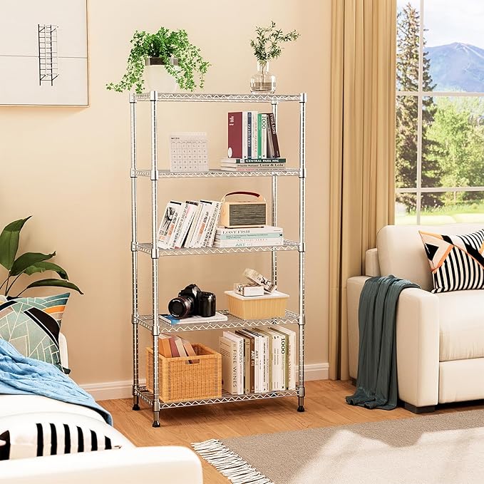 MZG 1750 lbs 5 Tier Storage Rack Metal Wire Shelving Unit, Storage Standing - Image 6