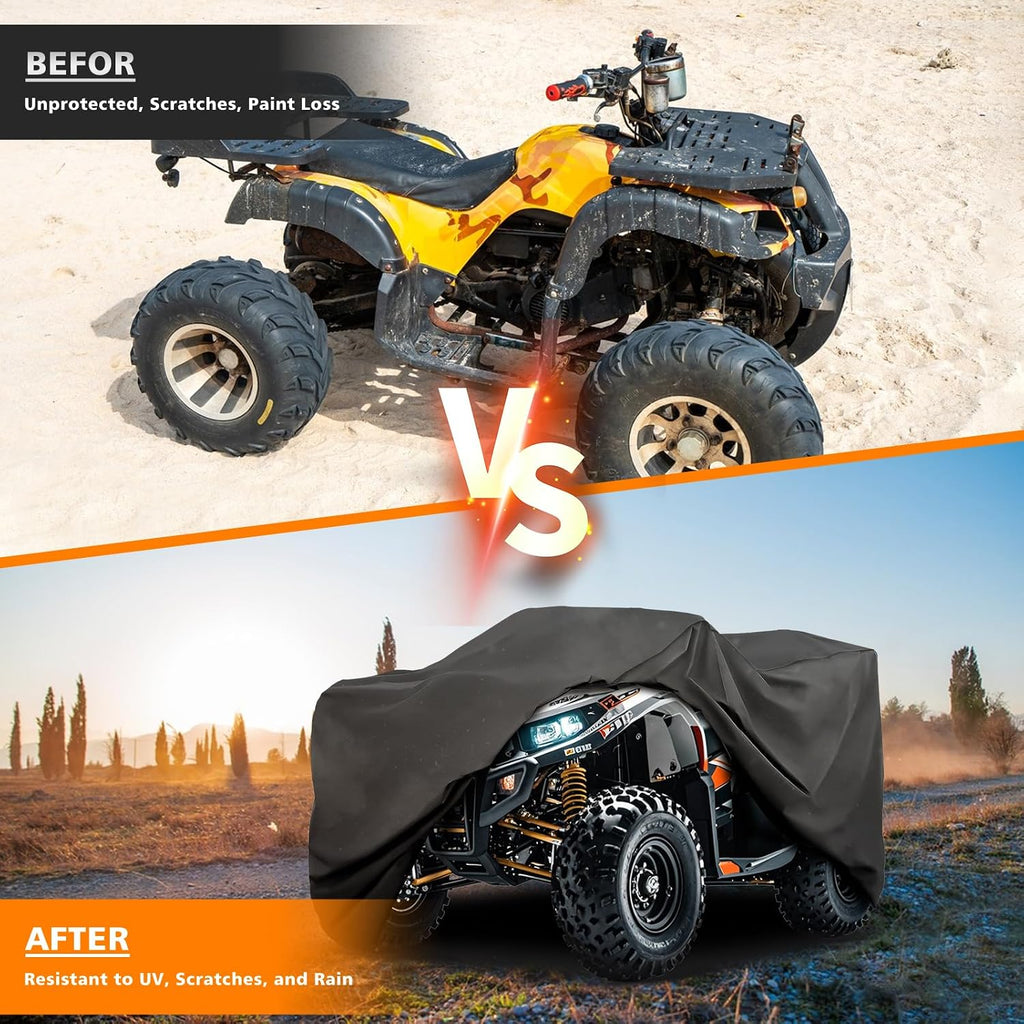 COVERVIN ATV Cover Waterproof, All Weather Rain and Sun Protection 4 Wheel Cover Quad Cover for Honda Suzuki Kawasaki Yamaha Polaris 86''L x 38''W x 42''H (XXL)