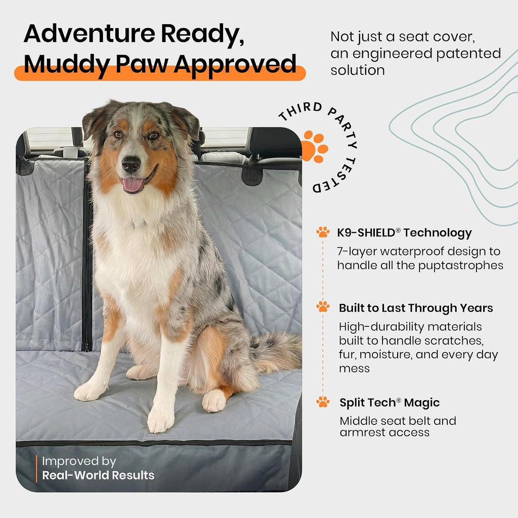 4knines dog rear seat cover for fold down showing dimensions