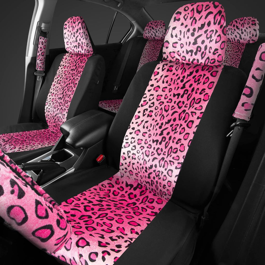 carxs leopard print car seat covers full set shown in use