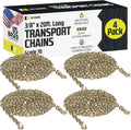 DC Cargo Tie Down Transport Chains - Heavy Duty Tow Chain With 3/8" Grade 70, Log Hooks, G70 Load Binder, 20 ft Long, 6,600 lbs WLL (Pack of 4)