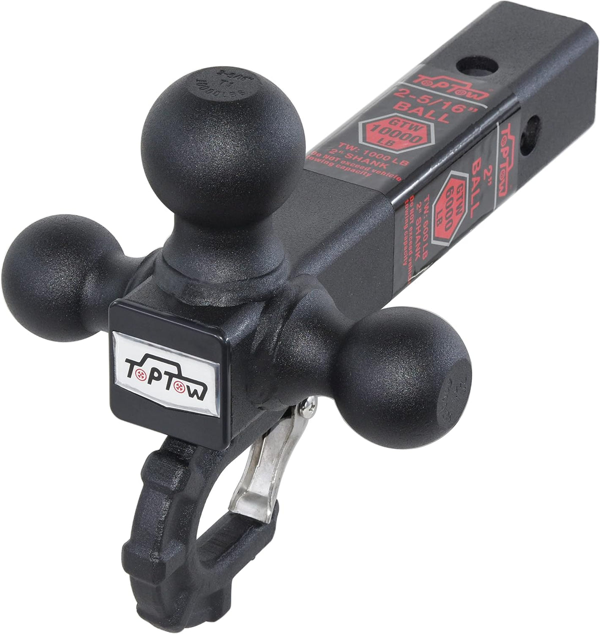 toptow trailer hitch tri-ball hitch with hitch balls, main product view