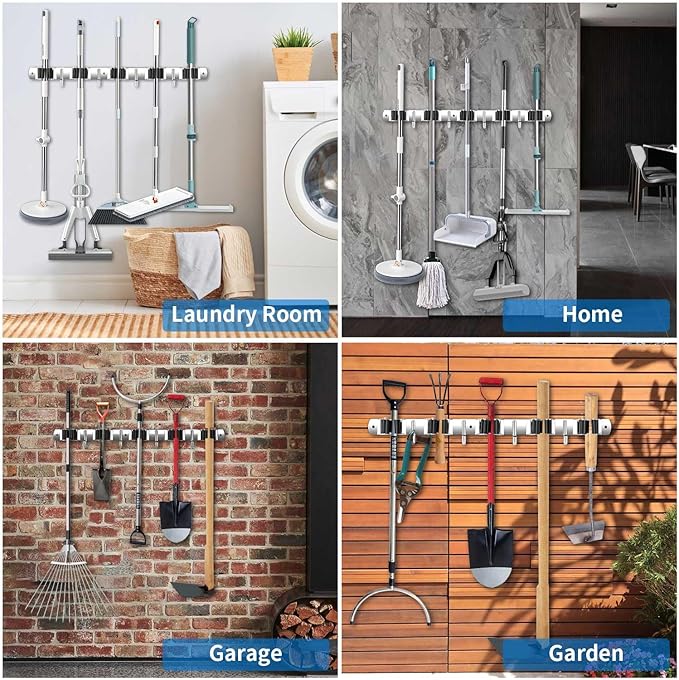 Broom Holder Wall Mount, Stainless Steel Broom Hanger Wall Mount, Heavy Duty - Image 5