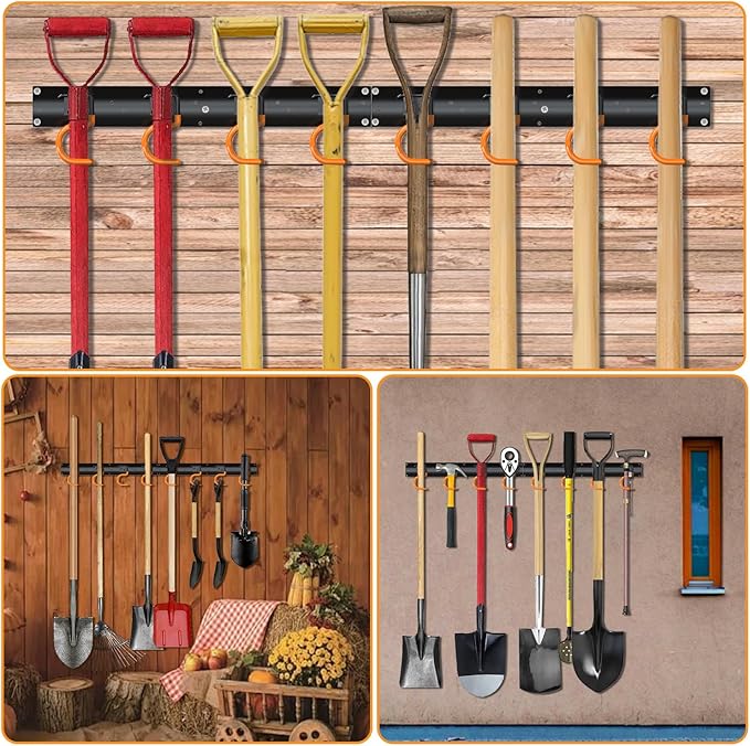 3-H 24×16" All Metal Garden Tool Organizer Wall Mount, Broom Holder Wall Mount - Image 6