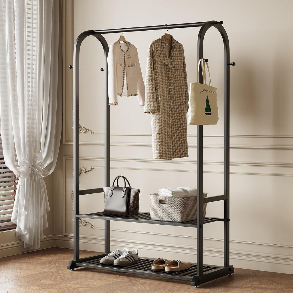 black clothing rack for hanging clothes,sturdy metal clothes, main product view