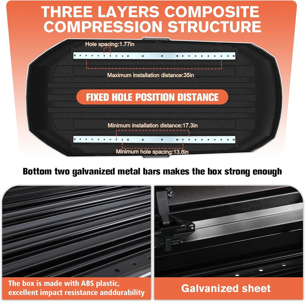 Rooftop Cargo Box,Rooftop Cargo Carrier Hard Shell with Security Keys, Waterproof Heavy Duty Roof Cargo Box, 70.08x34.57x14.53 Inches 21 Cubic Feet (Tool-Free Install) Black (B70)