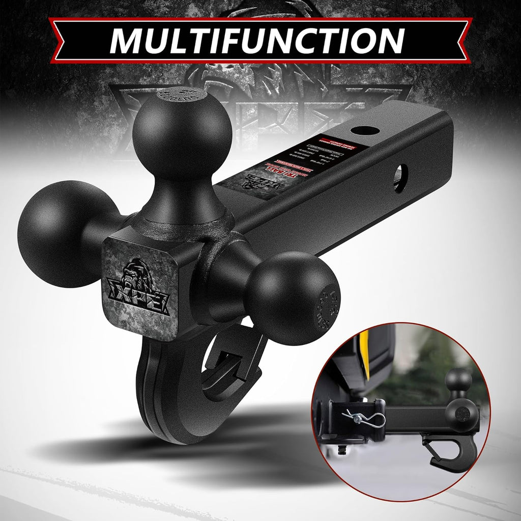 xpe tri ball trailer hitch mount with hook, package contents