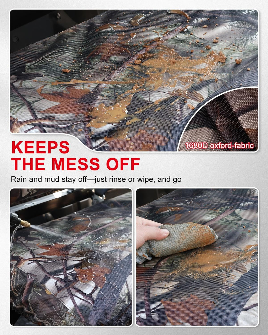 UTV Seat Covers Compatible with Polaris Ranger Crew 1000 Premium 2020–2025 and Ranger Crew XP 1000 2017–2021, Waterproof 1680D Oxford-Fabric Camo Seat Covers for Outdoor