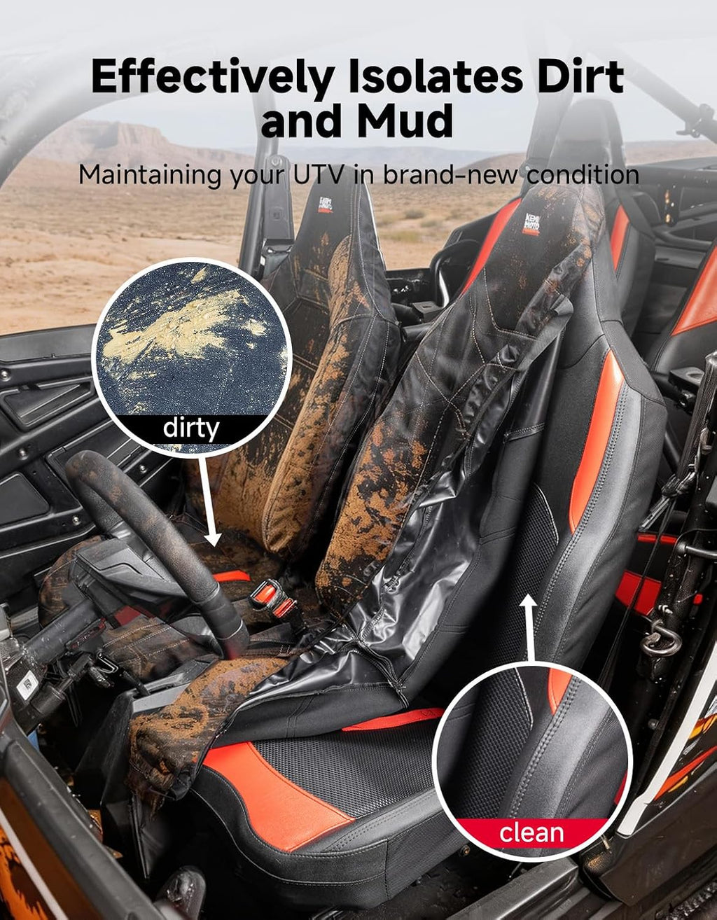 KEMIMOTO 2024+ XP 1000 Seat Covers 1680D Waterproof Zipper Pocket | Compatible with Polaris RZR XP 1000/4 1000 2024 2025 2026 Neoprene Scratch Resistant UTV Anti-UV Accessories 2 Pack