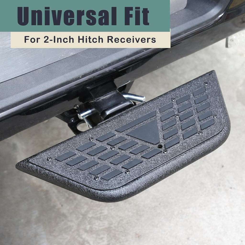 Universal Hitch Steps for Pickup Truck - Anti-Slip Solid Trailer Hitch Step for 2 Inch Receiver Hitch Accessories Rear Bumper Guard Protector for Car SUV ATV Upgraded Textured Black with Pin Lock