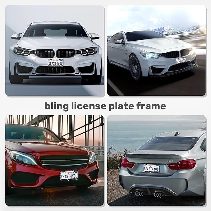 2 Pack License Plate Frames for Women, Sparkly Rhinestone Diamond Car - Image 8