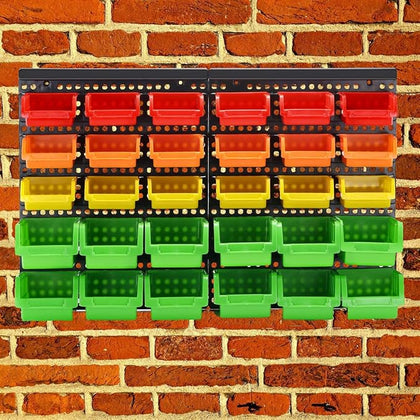 Wall Mounted Storage Bins Parts Rack 4 Colors Bin Organizer Garage Plastic Shop