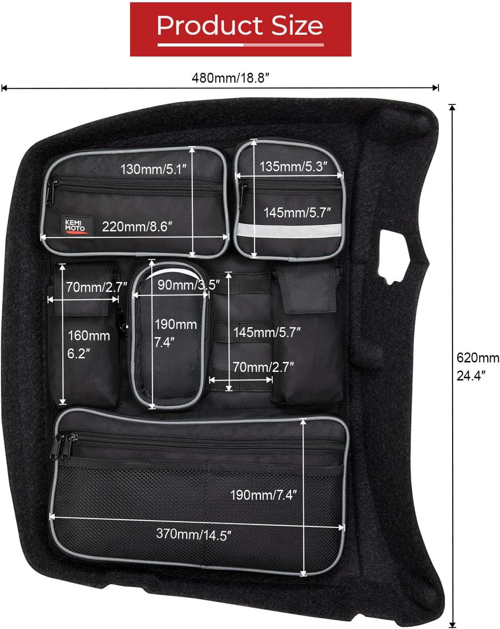 KEMIMOTO for Tour Pack Lid Organizer with Shell Motorcycle Storage Bag Chopped Tour Pack Liner Compatible with Touring Road King Electra Street Road Tri Glide Limited 2014-2025
