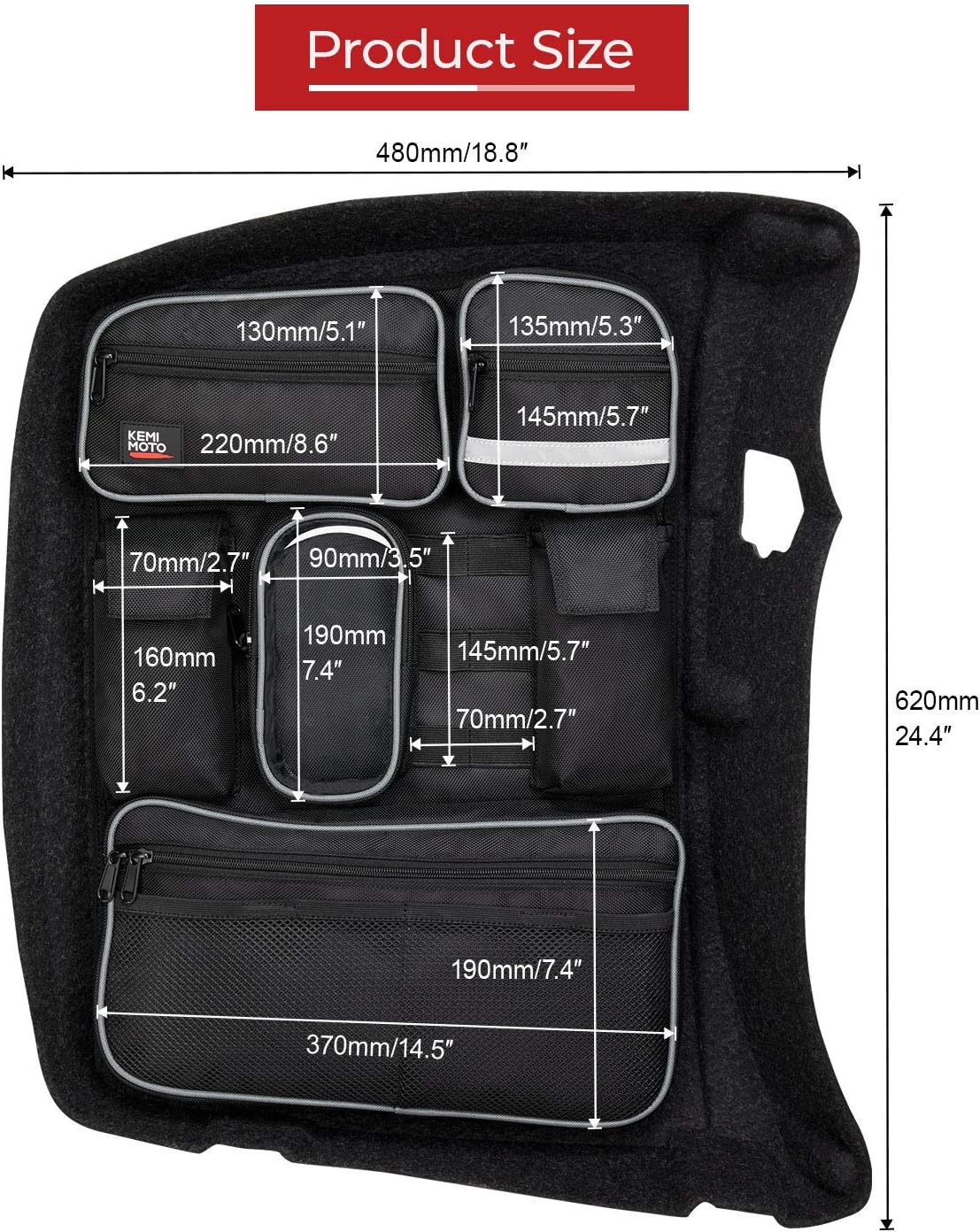 KEMIMOTO for Tour Pack Lid Organizer with Shell Motorcycle Storage Bag Chopped Tour Pack Liner Compatible with Touring Road King Electra Street Road Tri Glide Limited 2014-2025