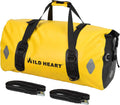 WILD HEART Waterproof Bag 55L 66L 77L Motorcycle Dry Duffel Bag for Travel,Motorcycling, Cycling,Hiking,Camping (77L, Yellow)