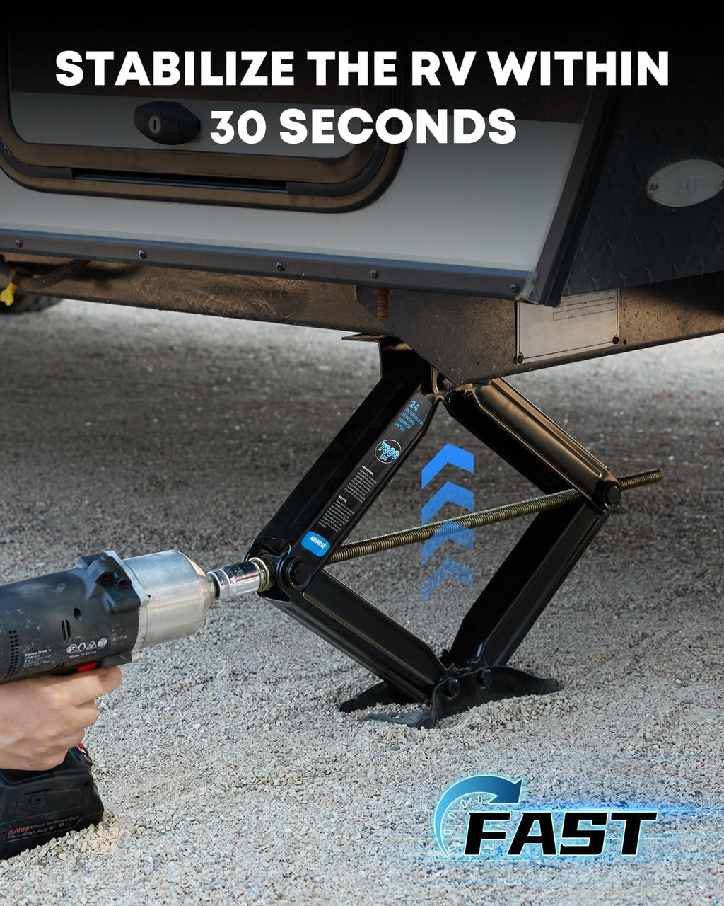 Kohree 7500lbs RV Stabilizer Leveling Scissor Jacks 24" for Travel Trailer Camper, Set of 2, Heavy Duty RV Stabilizer Jacks Kit with Crank Handle and Drill Bit, Black